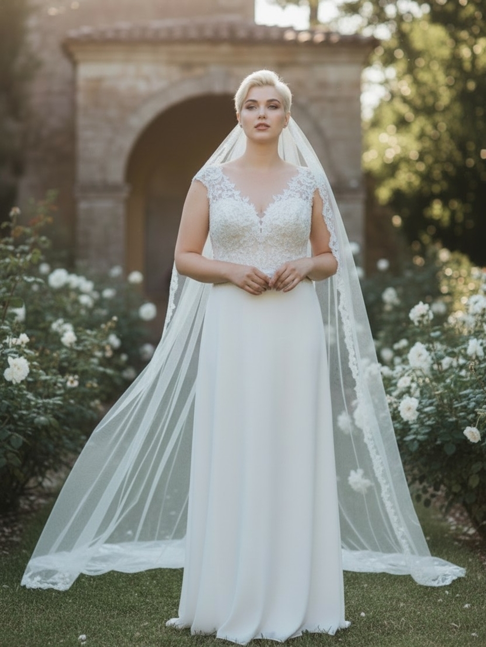 NWOT Eden White Lace Bodice Wedding Dress - Size 22